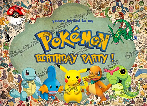 Design Buddies Confezione Da 20 Inviti Per Festa Di Compleanno Pokemon Go Per Bambini Senza Buste