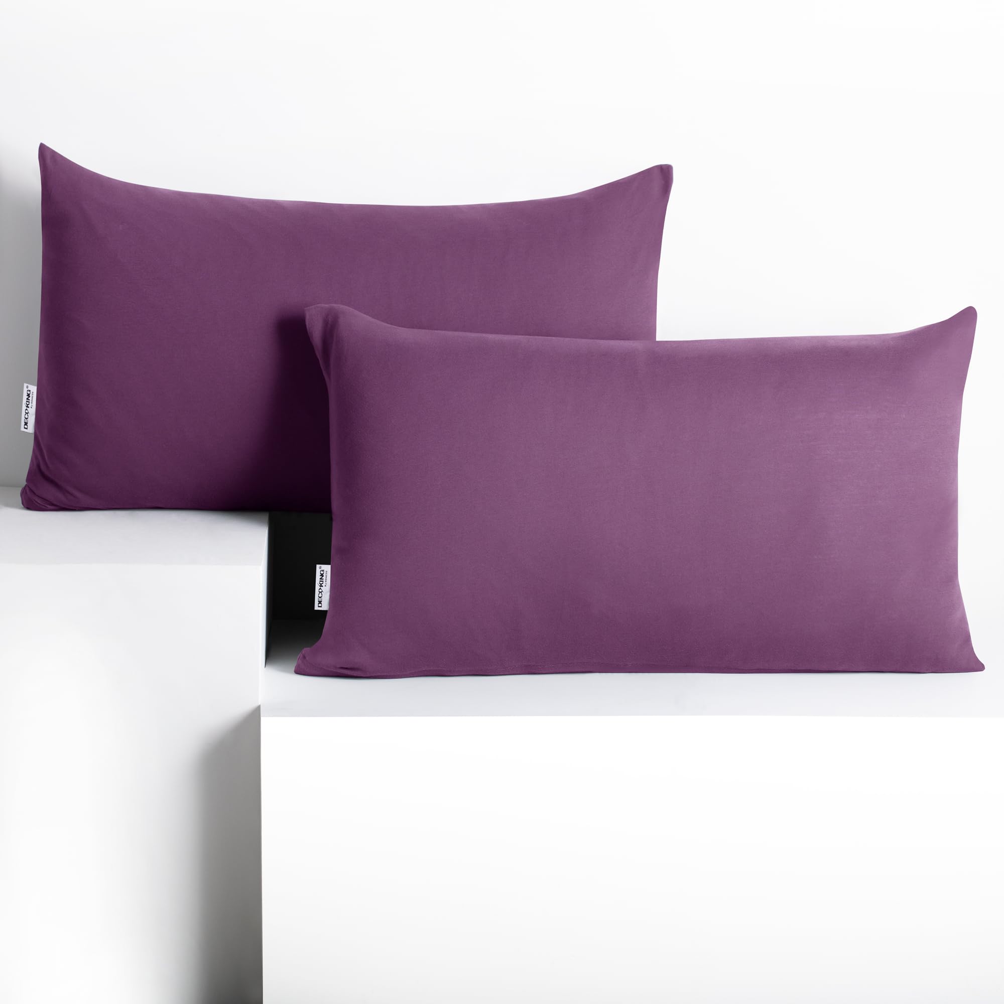 Decoking Plum 2 Pillowcases 50 X 60 Cm Jersey Cotton Zip Amber 50 X 60 X 2