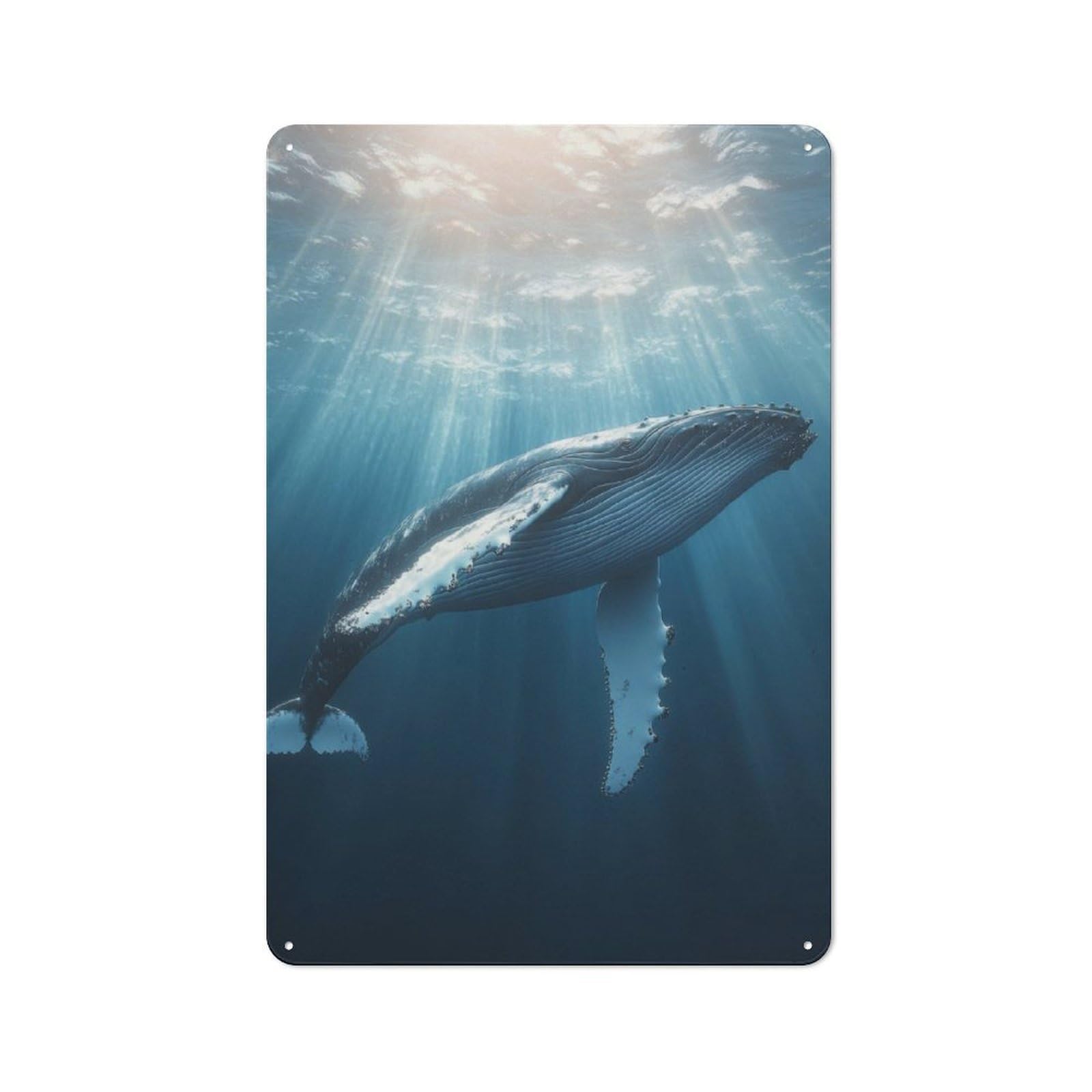 Humpback Whale Underwater Retro-style Tin Sign 30x20cm for Café Or Home Bar, for Vintage Wall Decor Fans, for Home Office And Studio Walls