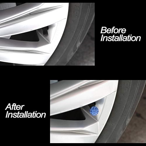 Miniatura 4 de Tapones de válvula de neumático de automóvil, paquete de 4 tapones de aire de vástago de válvula de neumático de automóvil con diamantes de