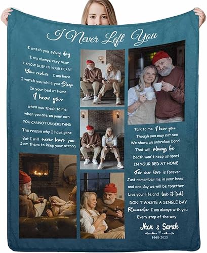 Miniatura 9 de Manta conmemorativa personalizada con imágenes y palabras para la pérdida de un padre amado, mamá, hijo, hija, mascota, manta personalizada de