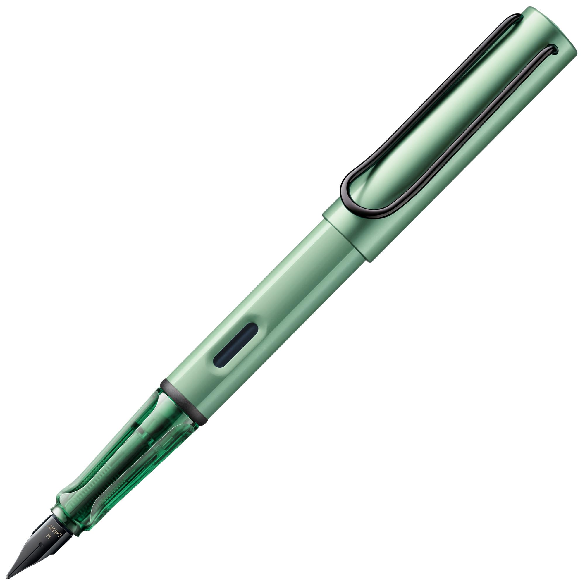 Lamy AL-star sage Füller – Füllhalter mit ergonomischem Griff & polierter Stahlfeder in Strichbreite M – leichtes Aluminiumgehäuse – inkl. Tintenpatrone T 10 blau – Rechtshänder