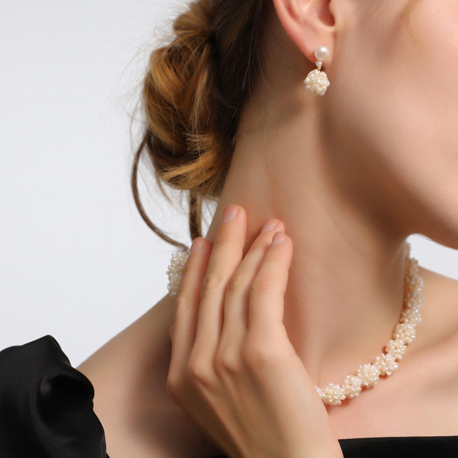 Collana di Perle per Donna in Perle d'Acqua Dolce Naturali, Bianco Naturale con Luce Elegante, Gioiello Classico per Tutti i Giorni e Occasioni Speciali