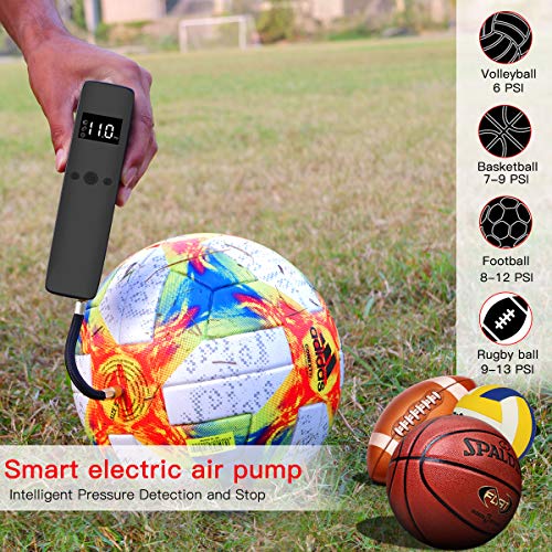 Cadrim Electric Ball Pump, Smart Ball Inflator and Handheld Air Inflation with 2 Needle and 1 Nozzle for Basketball Football Volleyball Rugby - Thumbnail 4