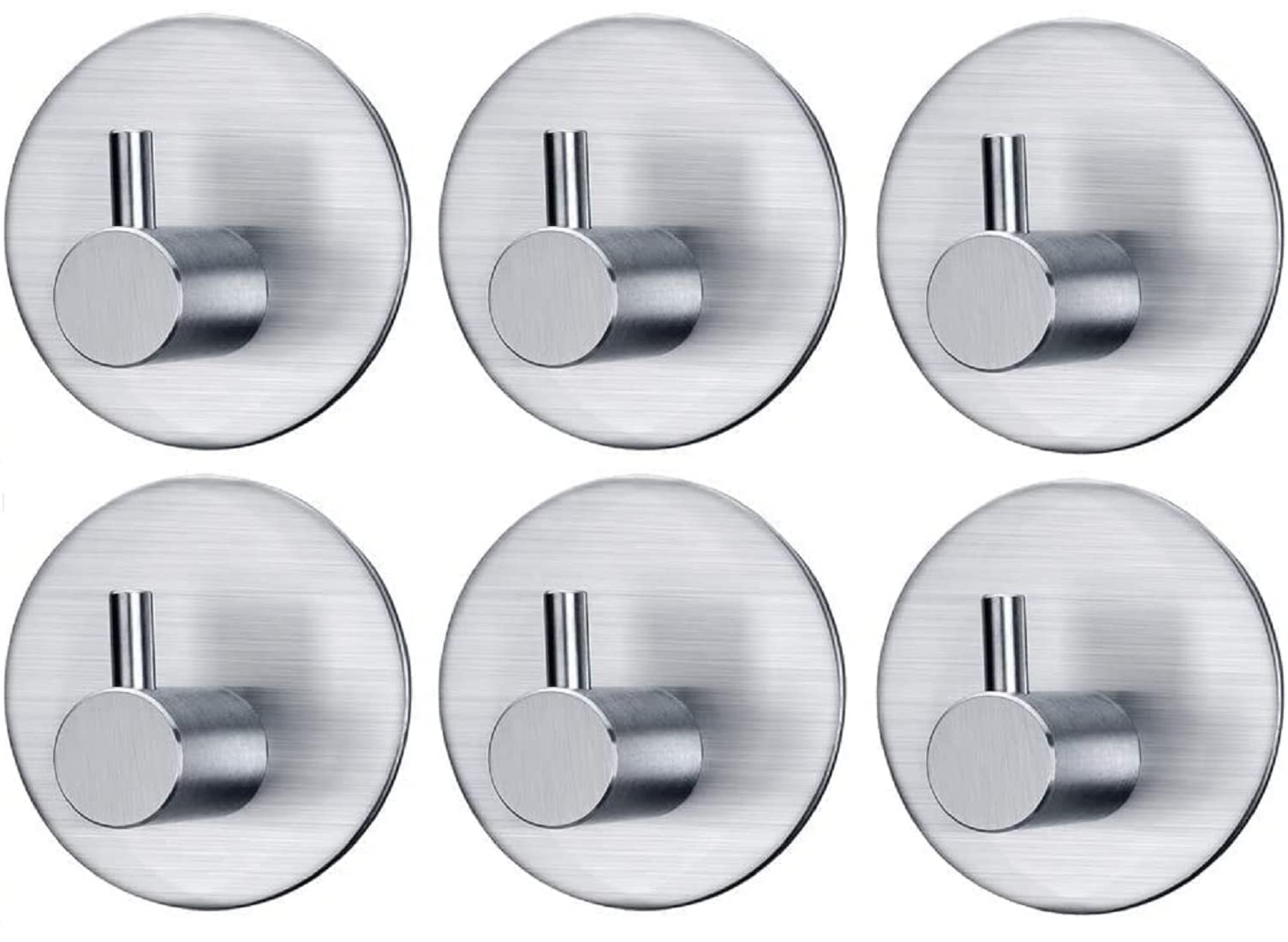 JIALTO Adhesive Hooks Heavy Duty Stick on Wall Hooks Towel Hooks Door Hooks Waterproof Stainless Steel Adhesive Towel Hooks Adhesive Holders for Hanging Clothes Bathroom Adhesive Hook 6 Pack