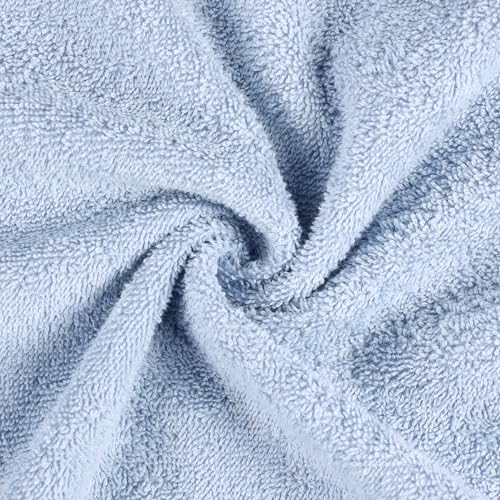Image of Superior Kids Cotton Terry Poncho, Soft, Absorbent Bath Towel with Hood, Bathroom Accessories, Long, Plush Bathrobes for Bath, Shower, Spa, Resort, Hotel, Beach, Pool, Boy, Girl, Large Size, Blue