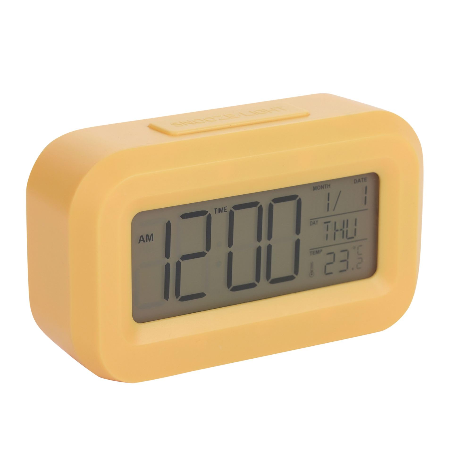 Hometime Compact Travel LED Clock Lightweight, Digital Display, Alarm Function, Battery Operated - Ideal for Travel and Everyday Use (Yellow)