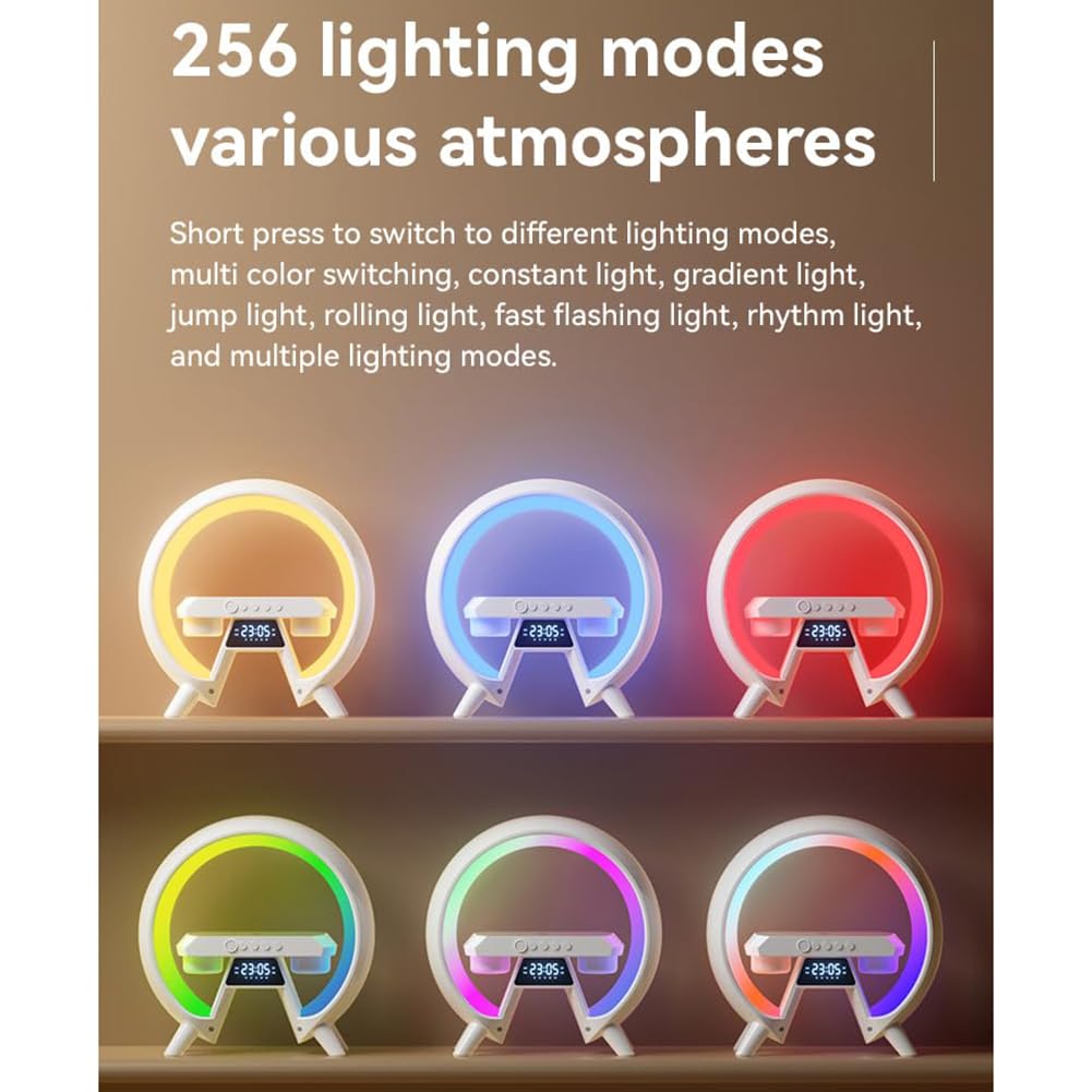 Światło RGB Lampa budzika o wschodzie słońca, bezprzewodowa lampa nastrojowa do ładowania, nocna maszyna dźwiękowa Światło budzenia, inteligentna lampa nastrojowa Głośnik Bluetooth do sypialni Biuro