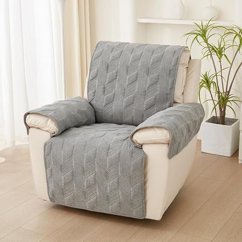 JinweiS カウチカバー シェニール ソファクッション リクライニングチェアカバー リビングルームソファ用 簡単フィット 洗濯可能な家具(グレー、43.24×23.6インチ)