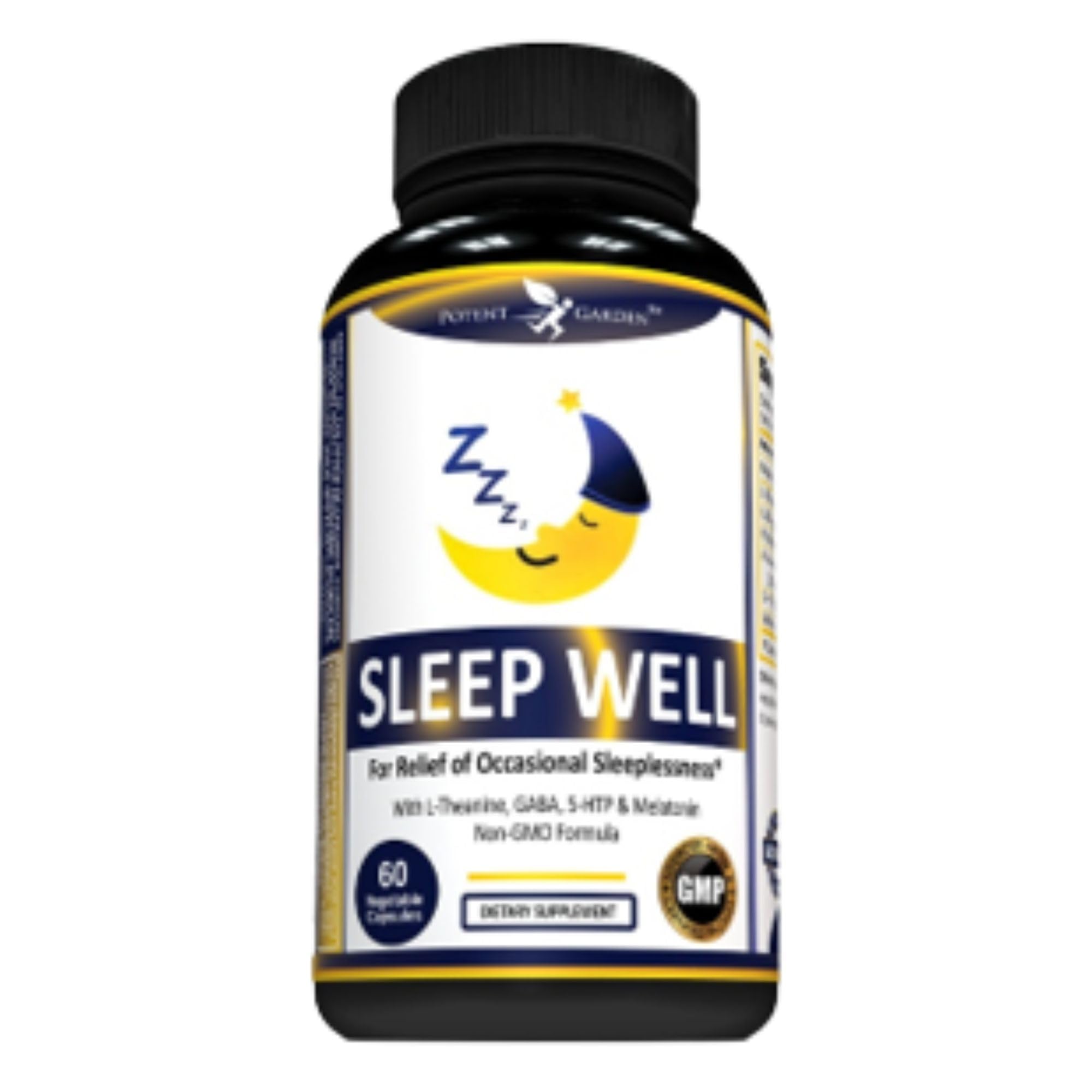 Potent Garden Sleep Well Sleep Aid Contains Melatonin Valerian Root L-Theanine GABA & More, Natural Sleep Aid Non-Habit Forming Sleep Aids for Adults