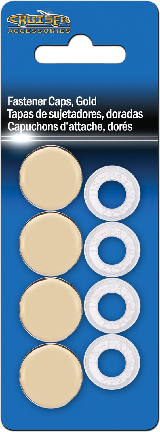 Cruiser Accessories 82670 License Plate Frame Fastener Caps, Gold