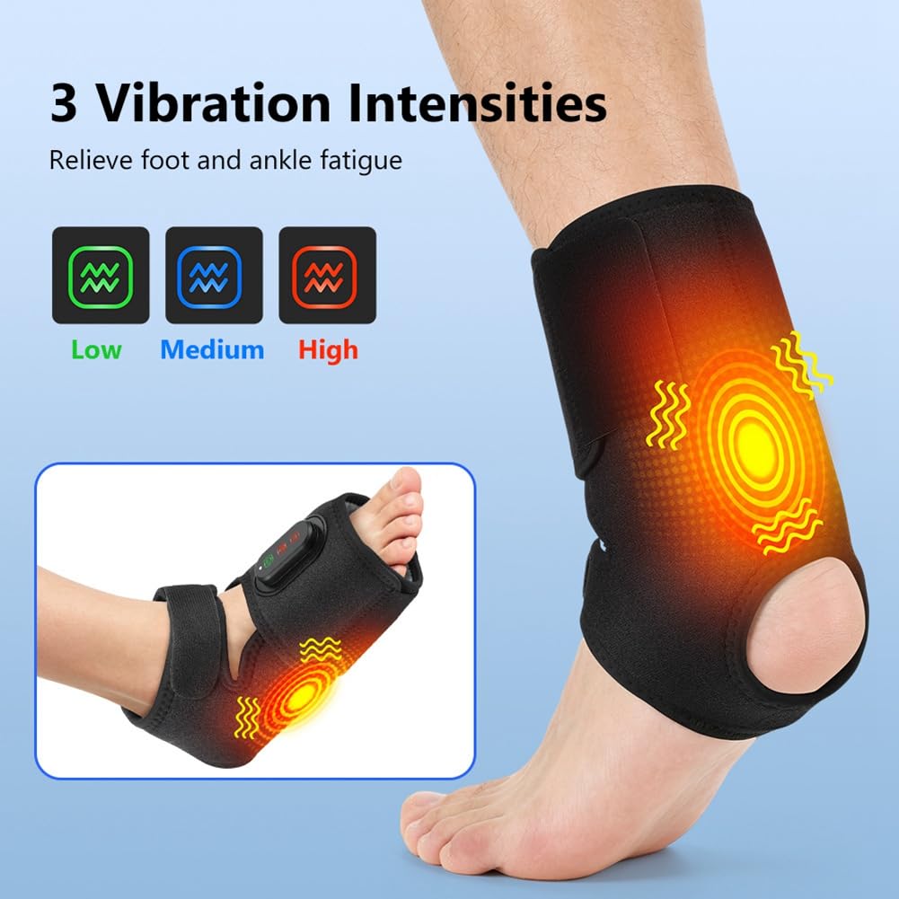 Elektrischer Fußmassager Kabellos Beheizt Knöchelkompressionswickel 3 Heizstufen & Vibrationsmassage Kabelloser Fußmassager mit Drahtloser Heizung & Massage mit App Steuerung
