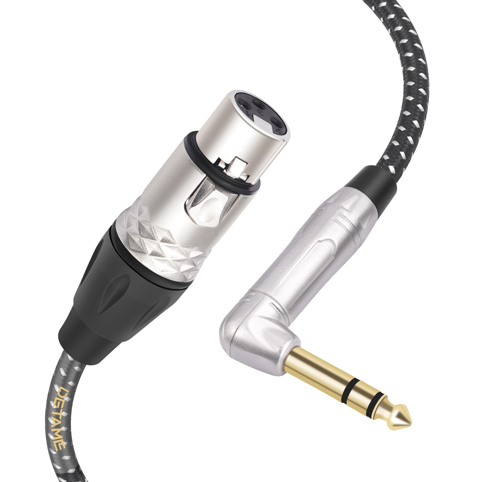 Cable mezclador XLR hembra a ángulo recto 1/4 TRS, ángulo recto de 6,35 mm a 3 pines XLR hembra para amplificador mezclador de micrófono