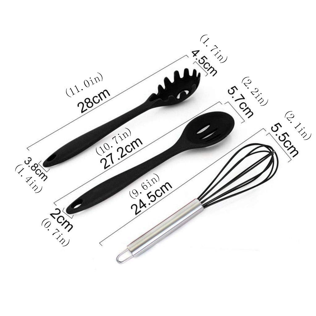 Spatola per wok 10 pezzi in silicone Utensili da cucina Set antiaderente Spatola Cucchiaio set alimentari morsetto Frullino cucina attrezzo della famiglia cottura spatola da cucina ( Color : A )