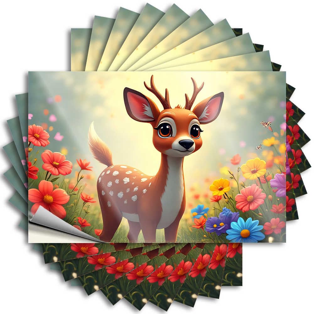 Tattoos Good, Antimicrobial Cover Adorable Deer in A Colorful Garden | Haves(12X18CM)