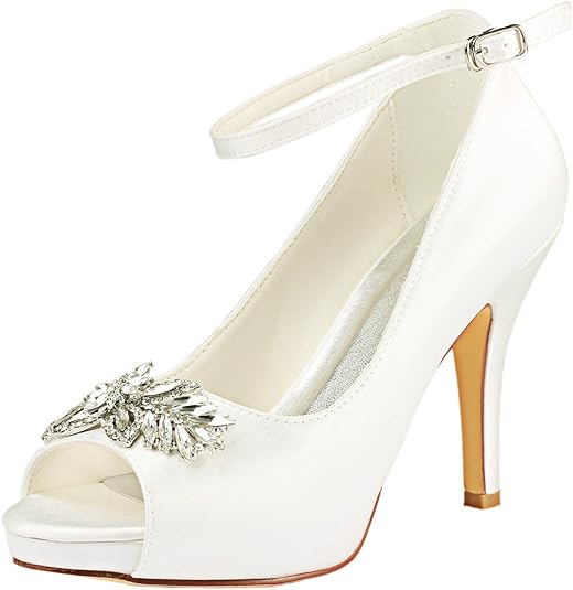 Scarpe Da Sposa Emily Bridal - Sandali Avorio Con Tacco 10cm E Strass - Foto 6
