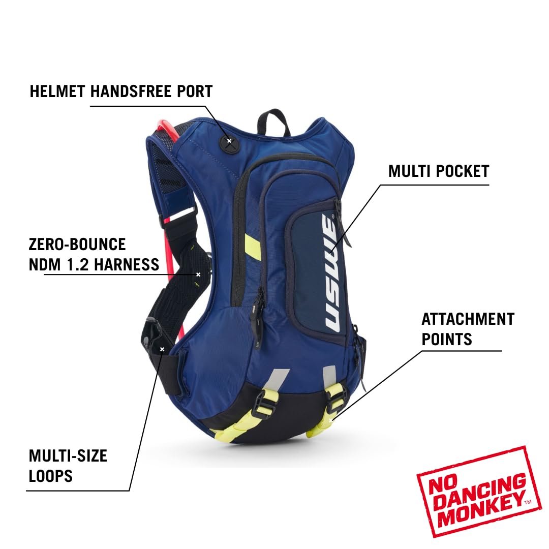 USWE Raw Hydration Pack - con vescica d'acqua, fascia alta, zaino senza rimbalzo per motociclette enduro e fuoristrada