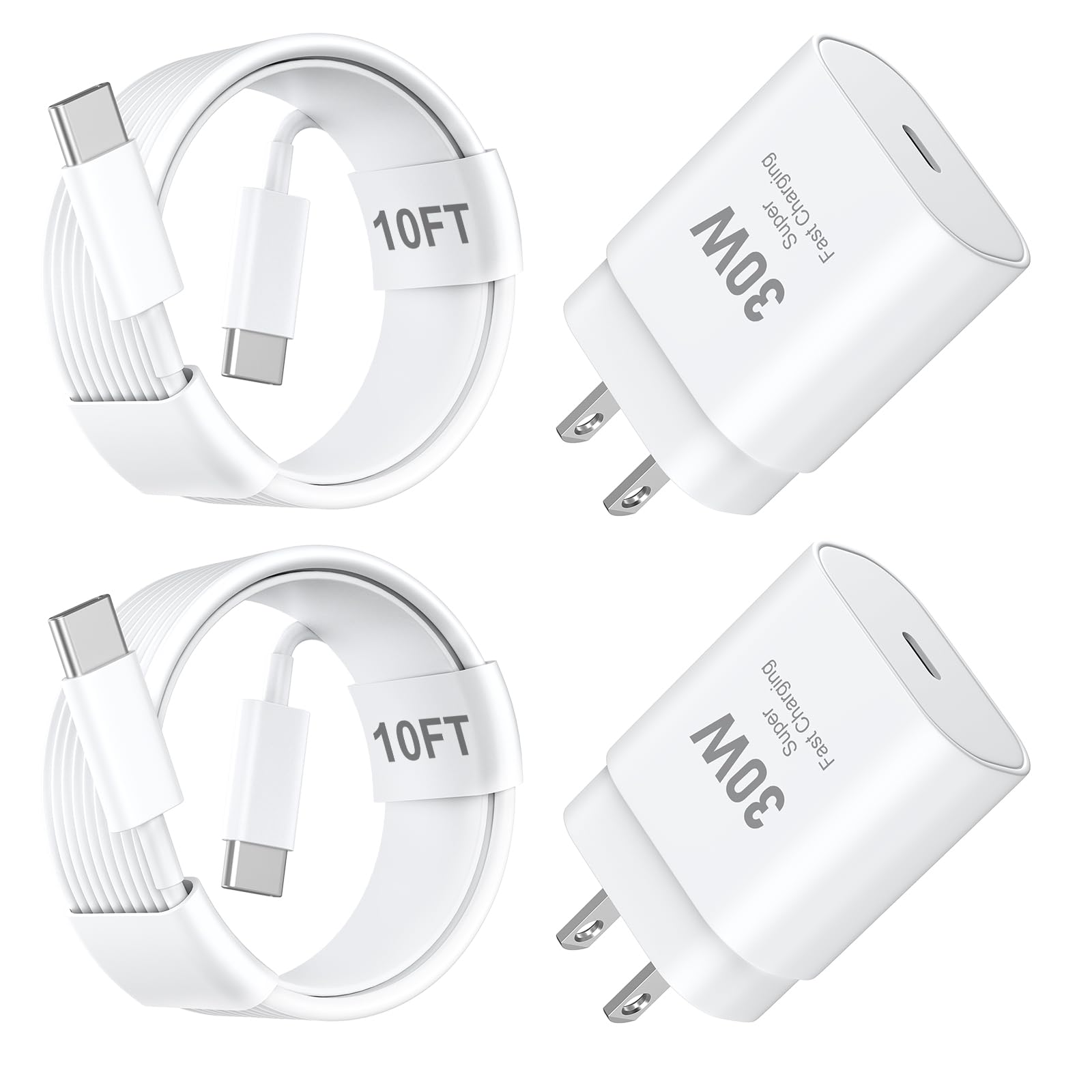 iPhone 16 Pro Max Charger Fast Charging, 30W USB C Wall Charger Block with 10 FT Type C to C Long Charging Cable Cord for iPhone 16/16 Pro Max/15 Plus/iPhone 15 Pro Max, iPad Pro/Air, Galaxy S25/S24