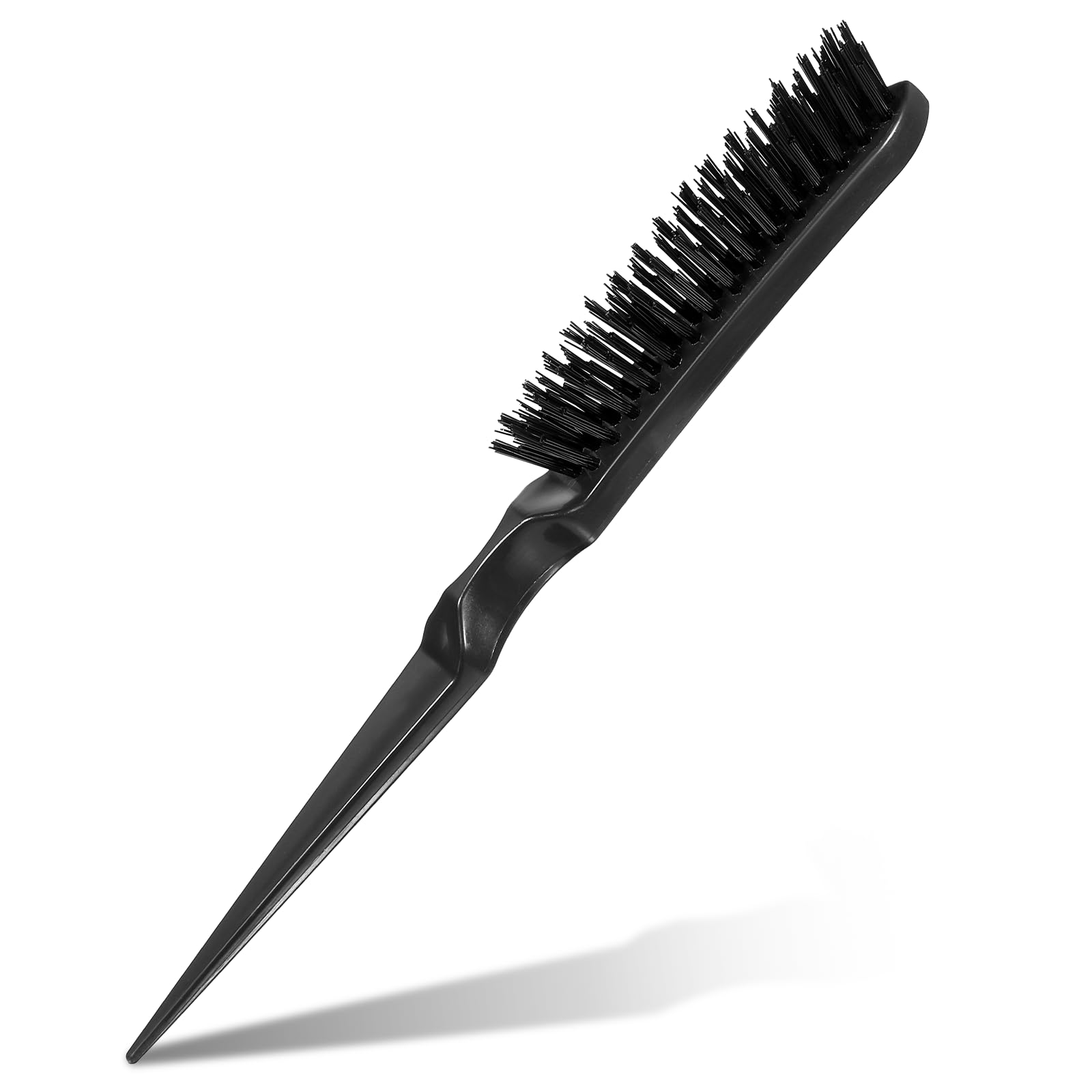 Teasing Boar Bristle Hair Brush for Women, Black Teasing Hair Brush Nylon Bristles Salon Styling Edge Boar Bristle Teasings-Brushs for Fine Comb
