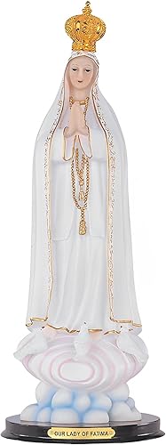 ICE ARMOR 16" H Nuestra Señora de Fátima Estatua Nuestra Señora del Santo Rosario de Fátima Figura Sagrada Decoración Religiosa