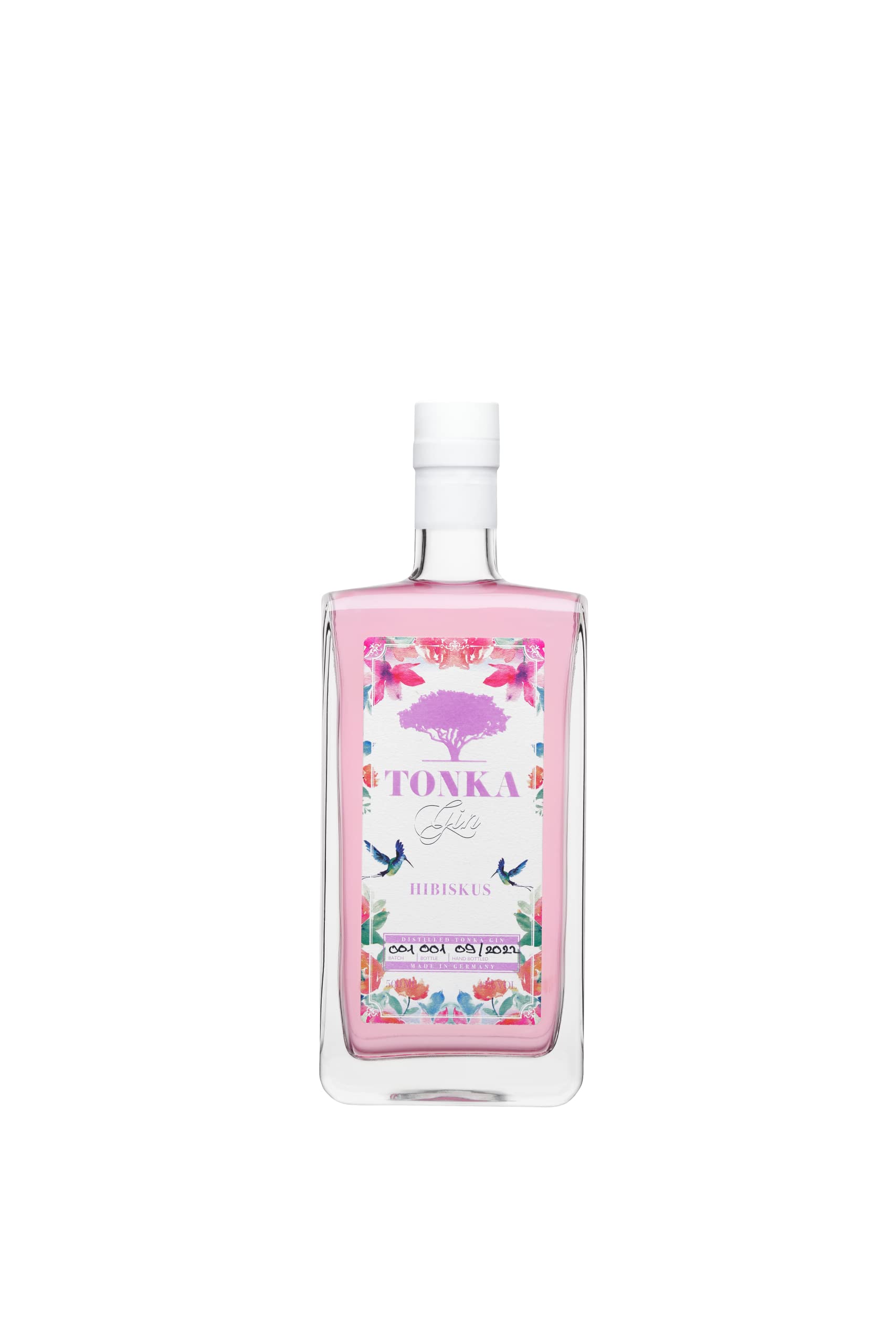 Tonka Gin | Hibiskus Gin | 500 ml | 42% Vol. | Mit Hibiskusblüte & Tonkabohne | blumig-trocken | Noten von Vanille-Bittermandel I Vegan