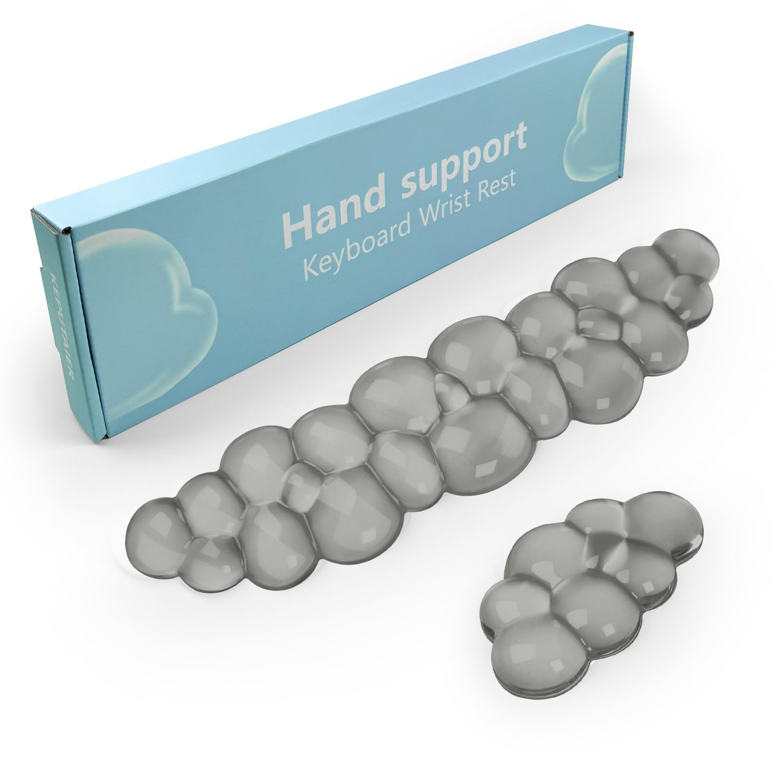 Gel Cloud Keyboard and Mouse Wrist Rest, Cute Wrist Support and Arm Support Keyboard Rest for Keyboard and Mouse Typing Pain Relief,Suitable for Office/Computer/Laptop/Gaming (Gray)