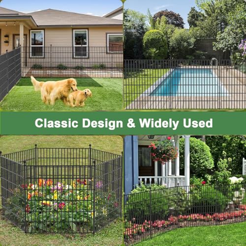 Hanured® 5 Stück Garten zaun für draußen, Dekorativer Gartenzaun mit Tor, Metall Steckzaun für Hund, 81 cm(H) X 3,5 m(L)