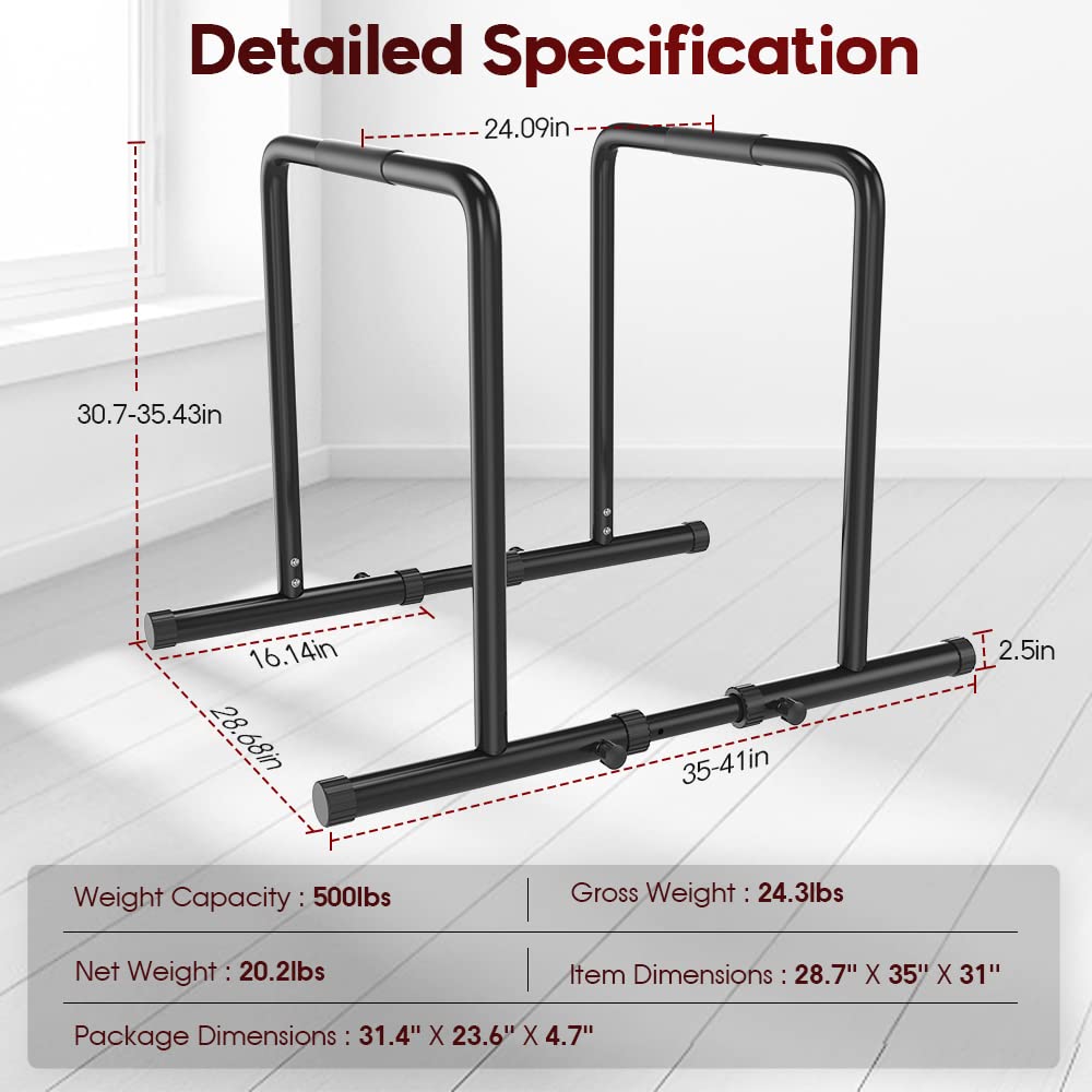 Buy Dripex 500lbs Adjustable Dip Bar Heavy Duty Steel Dip Station, Home