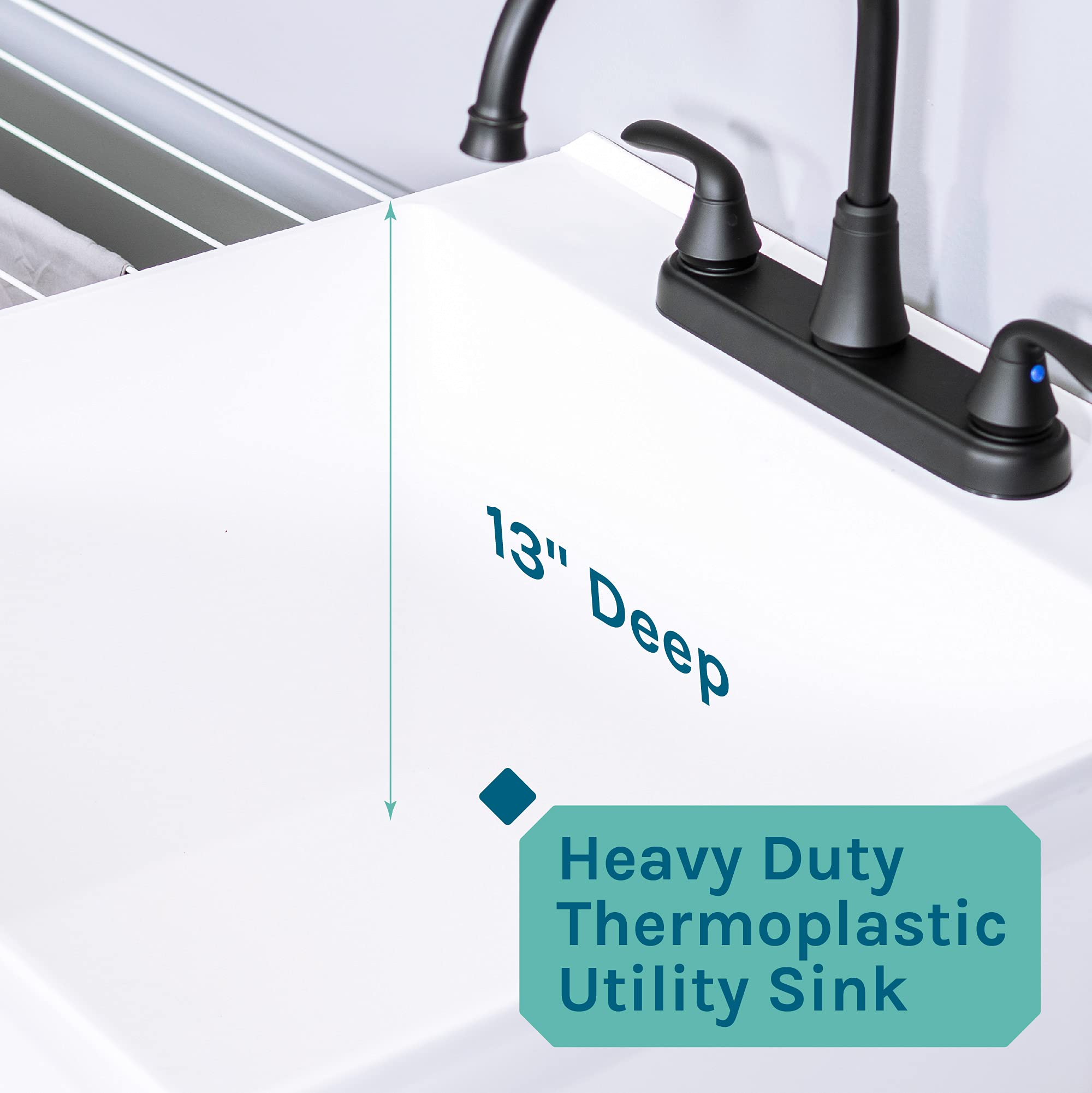 Utility Sink Laundry Tub with Gooseneck Faucet by JS Jackson Supplies