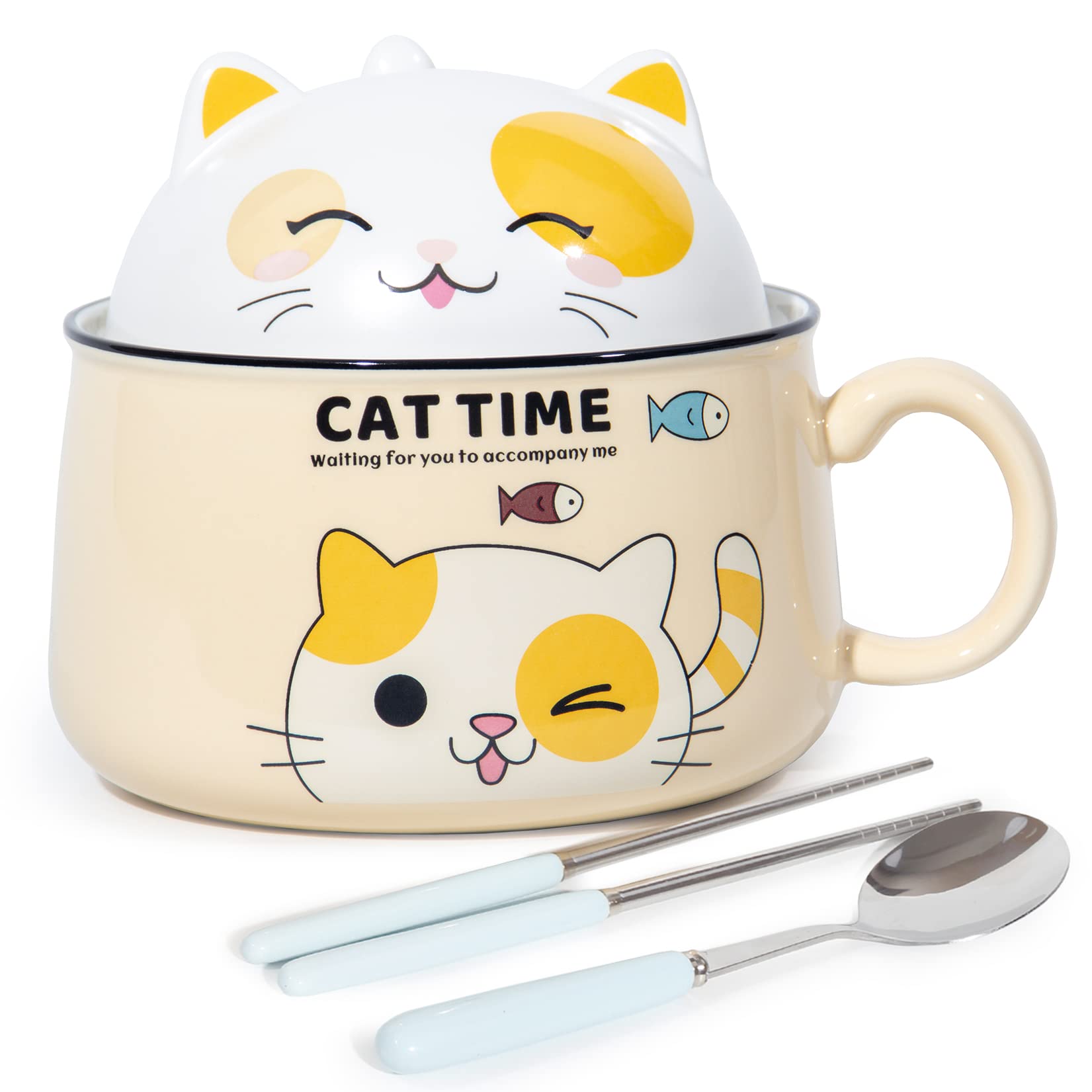 Theo&Cleo Porzellan Schüssel für Ramen Schüssel, Salatchüssel, Müslischalen, Bowl Schüssel und Suppenschüssel, Perfekt für Salate, Suppen und Nudeln (Gelb)