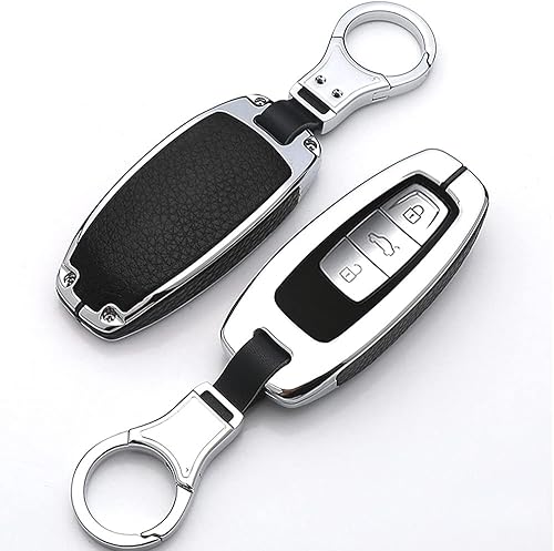 Miniatura 8 de ontto Funda de llavero de metal para Audi 2019 2020 Funda de cuero con protección completa roja