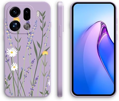 XINYEXIN Silicone Case for OPPO Find X9 Pro, Slim Shockproof Phone Cover with Cute Pattern, Non-Slip Protective - Lavender, Purple