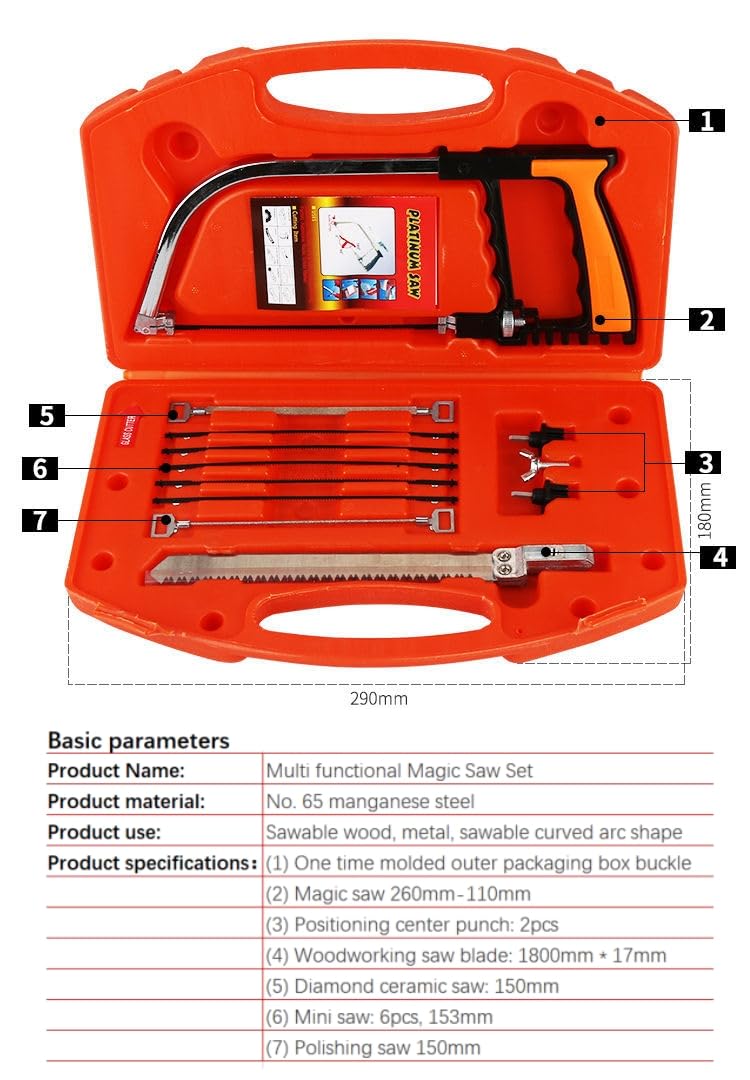 NestNook 13 en 1 - Juego de sierras de metal multifunción, hojas de acero adicionales, sierra de mano con bolsa de transporte para cortar madera, metal, plástico, tubos de PVC, goma, azulejos,