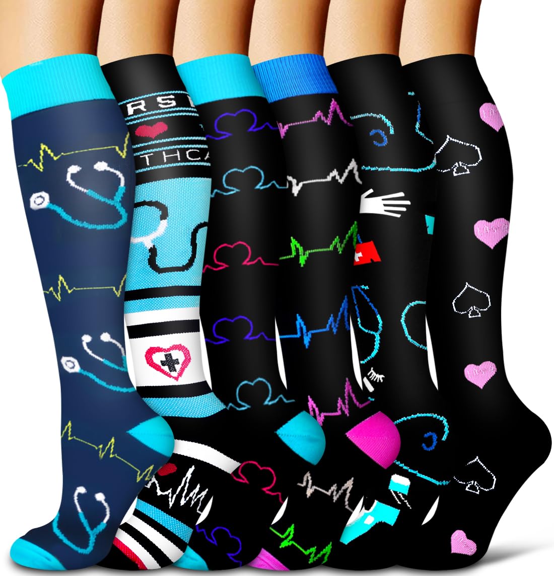 COOLOVER Copper Compression Socks for Women and Men(6 Pairs)-Best Support for Running, Athletic, Travel