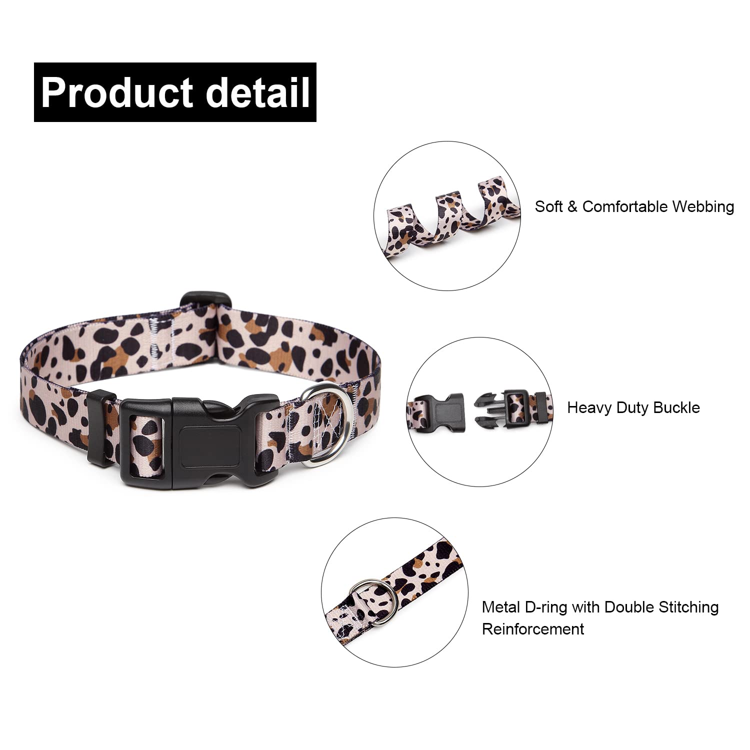 Adjustable Dog Collar with Patterns, Ultra Comfy Soft Nylon Breathable Pet Collar for Small Medium Large Dogs (L, Floral Orange) — view 84