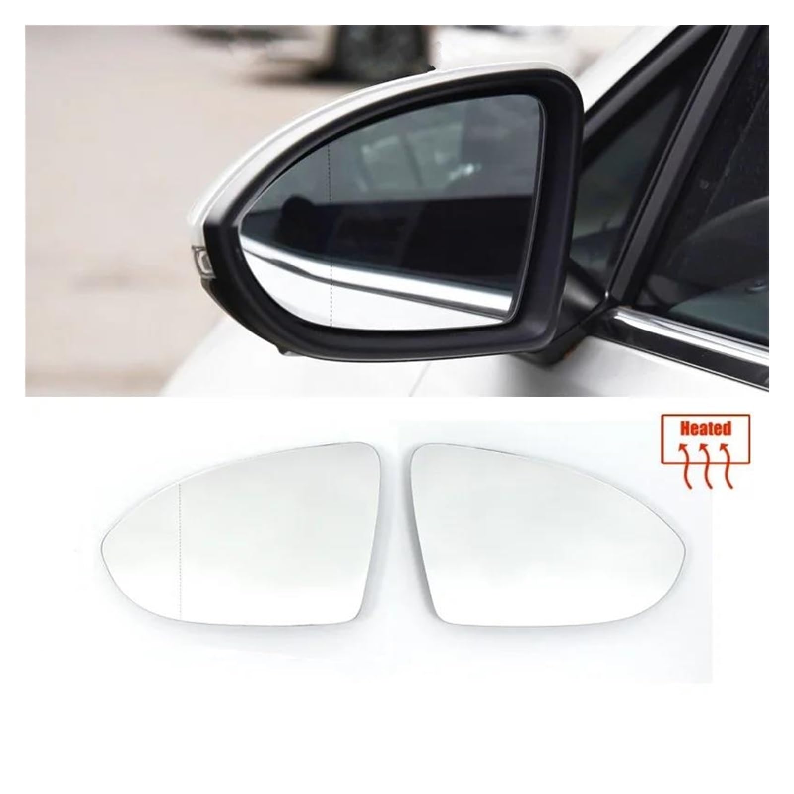 Lentille En Verre Rétroviseur Latéral Transparent Chauffant Pour VW Pour Golf 7 Pour MK7 Pour GTI Pour GTD 2012 – 2021 Pour Touran 5T Miroir Rétroviseur Voiture(A pair)