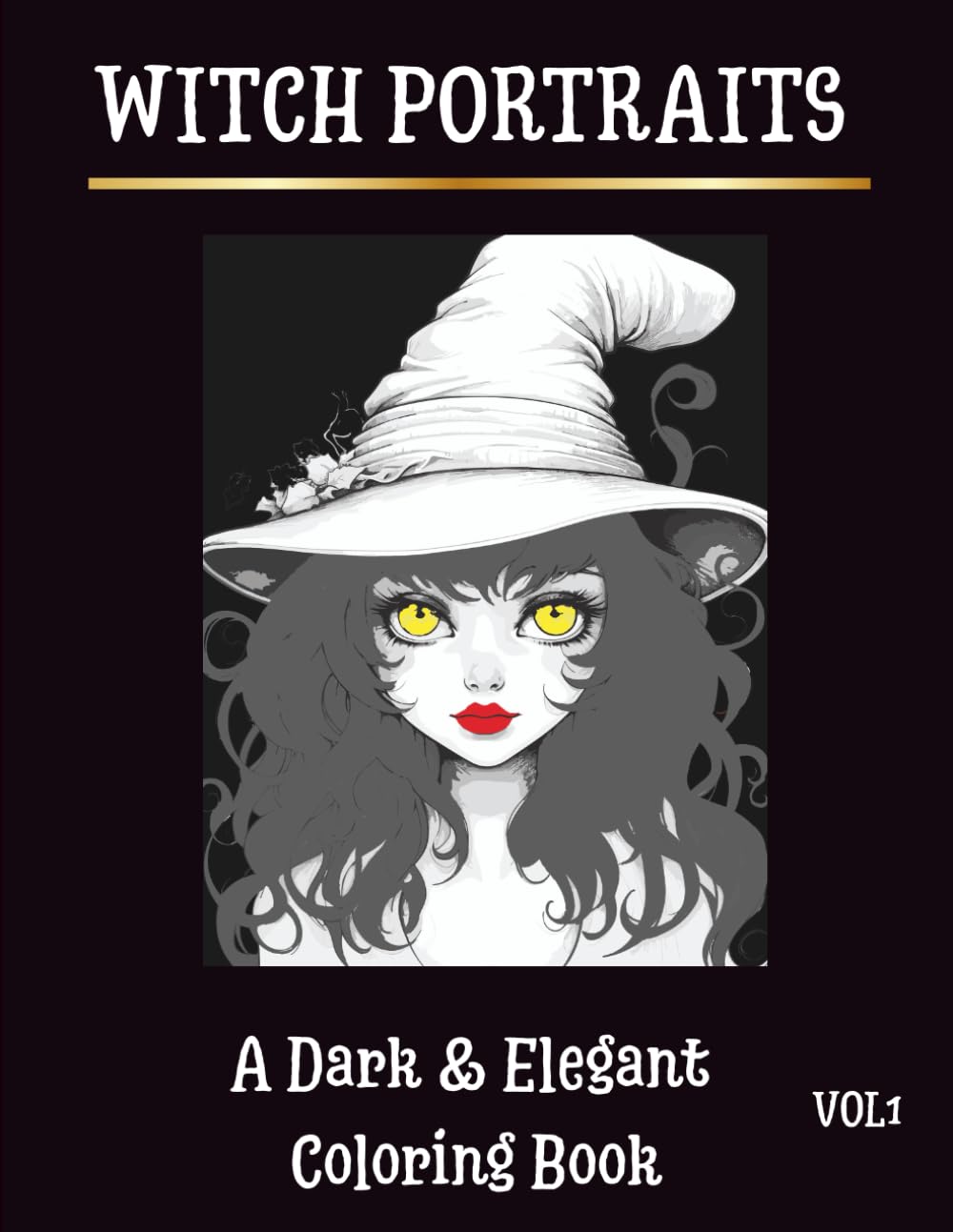 Witch Portraits Coloring Book for Adults – Vol. 1: Elegant Magical Witches with Detailed Line Art for Relaxation and Stress Relief