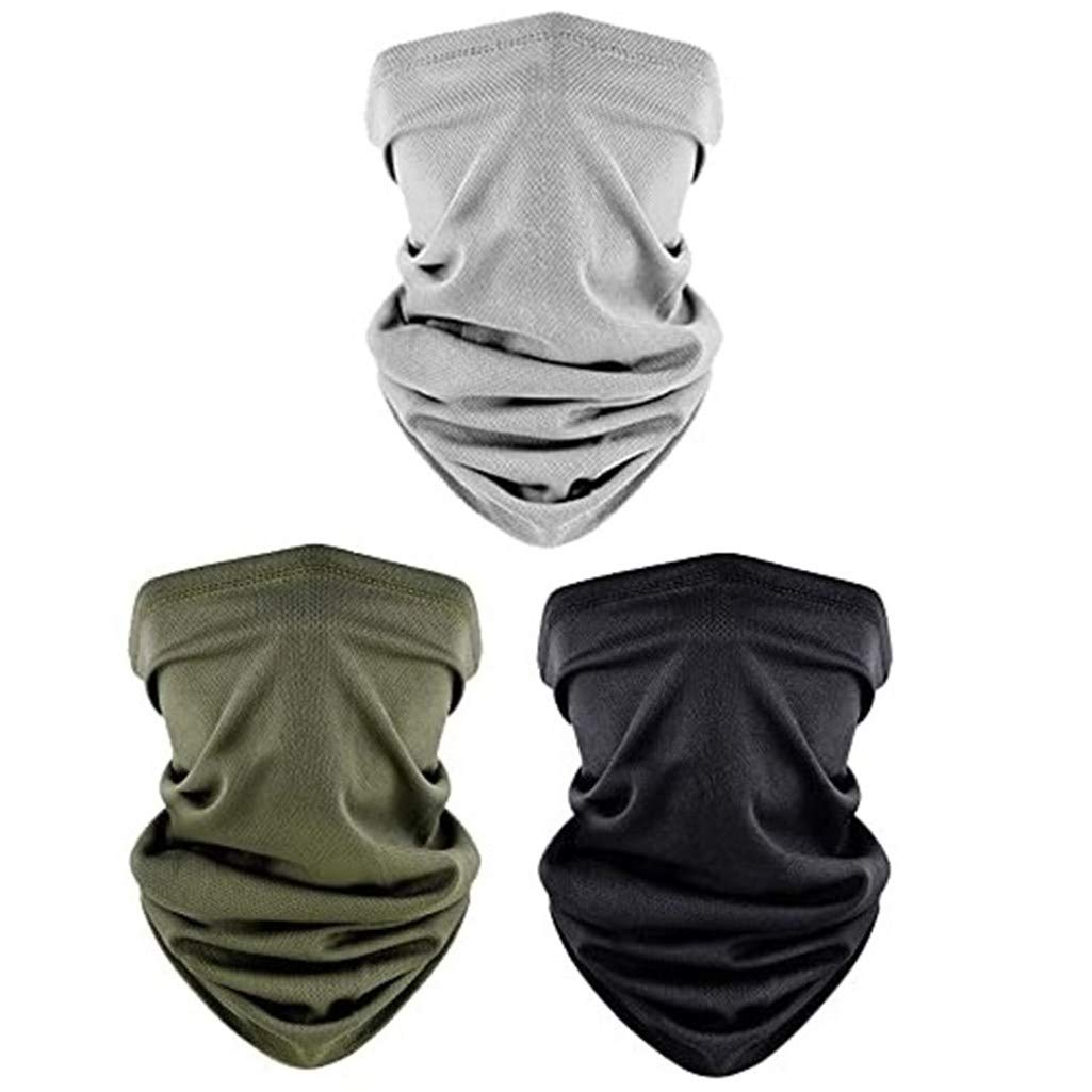 3pcs Sun UV Protection Face Bandana Kit Neck Gaiter, Reusable Washable Cloth Half Scarf Outdoor Cycling Motorcycle Balaclava for Men Women