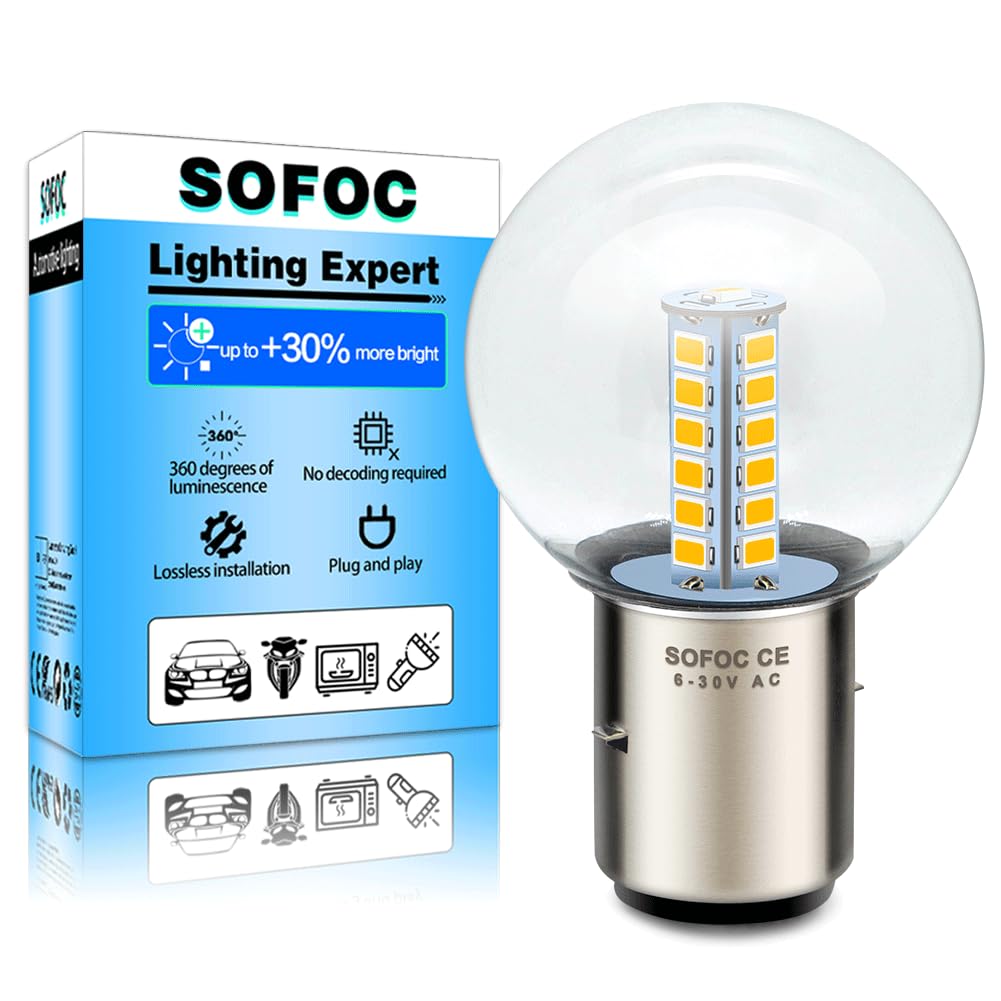 SOFOC BA20D LED Bulb S2 Warm White G40 6-30V Motorcycle Car Headlight 1Pcs