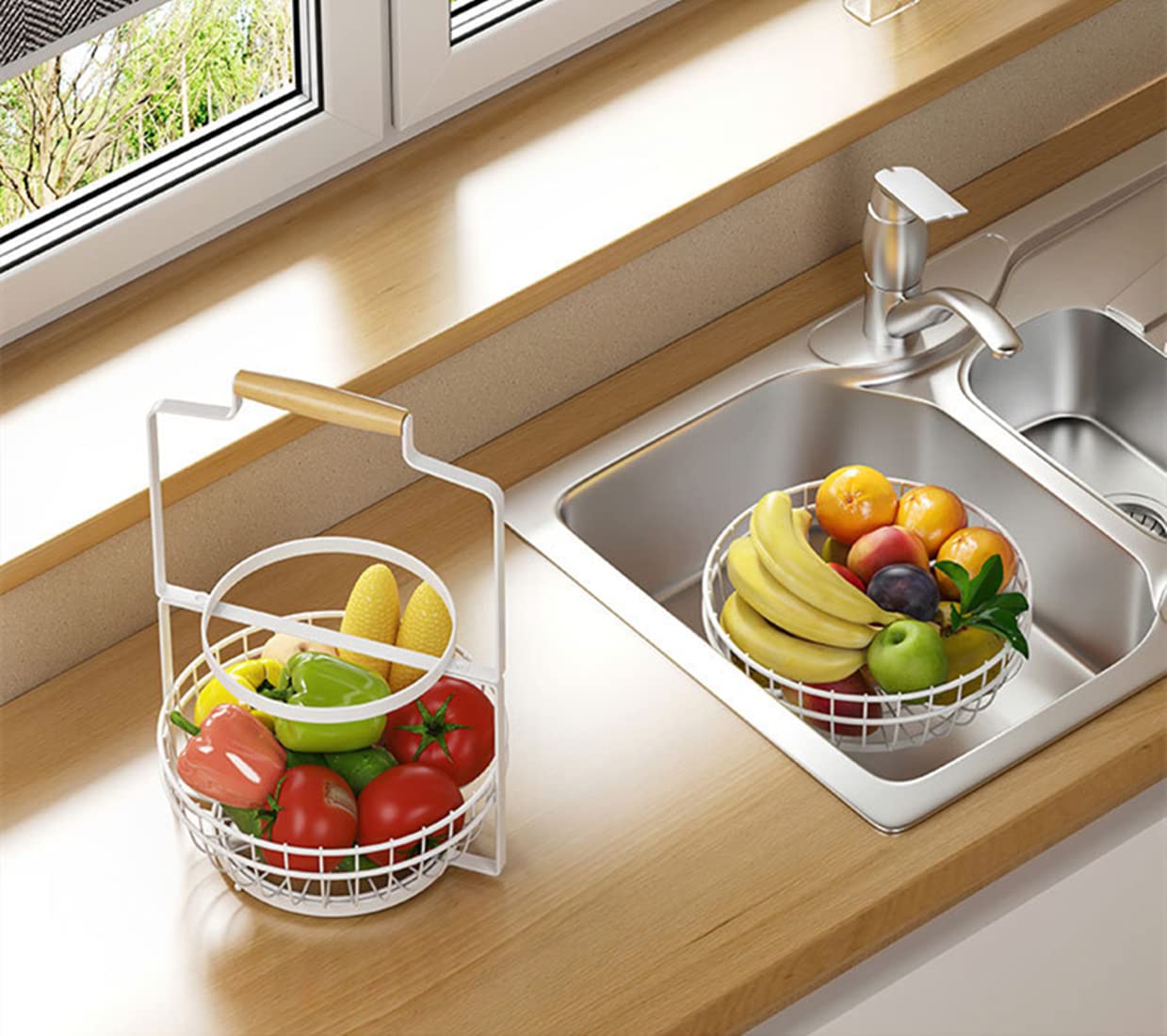 GLigeT 2/3段 フルーツバスケットスタンド キッチン 野菜 ストレージ