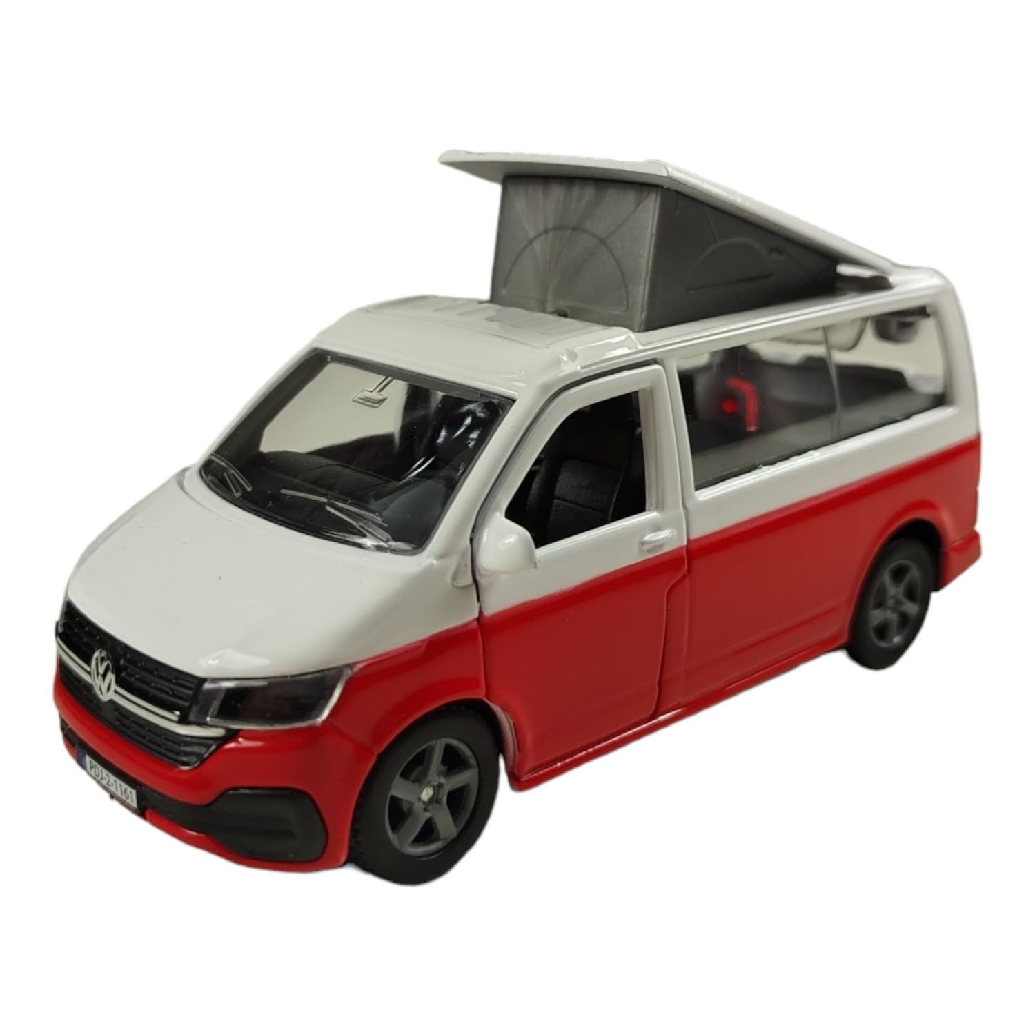 VW Transporter Wohnmobil – Die Cast Pull-Back, 13,5 cm, rot (Kids Globe)