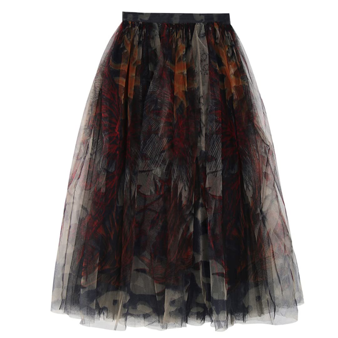 Gonne in Tulle Irregolari a Vita Alta per Donna Gonna Lunga in Rete di Pizzo Gonne Lunghe a Trapezio Primaverili Black S