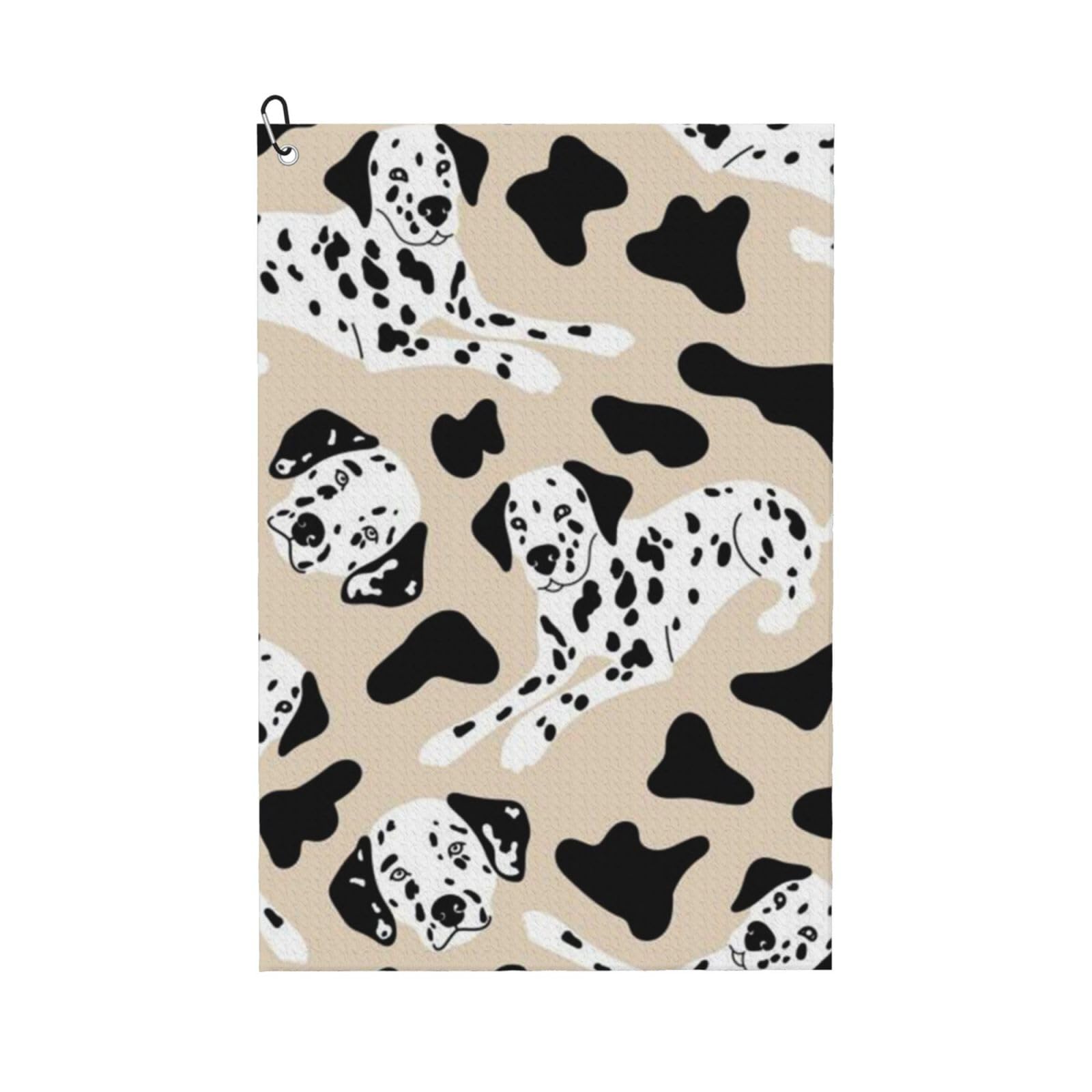 Hnnkloy Cute Dalmatian, 16x24 in Portable Waffle Golf Towels with Carabiner Clip for Golf Bag