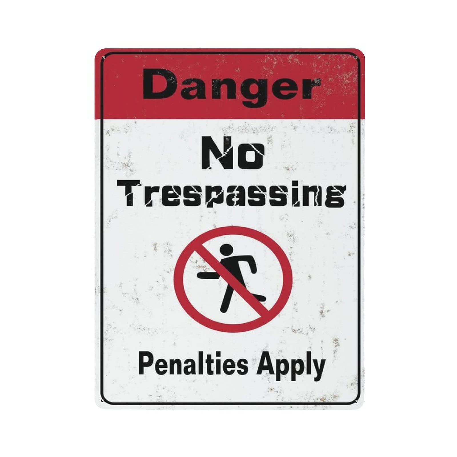 Metal Tin Sign No Trespassing Penalties Applies Tin Sign Metal Aluminum Sign Vintage Wall Decor Retro Poster for Bars Restaurants Cafes Pubs Home Decoration 16"x12"