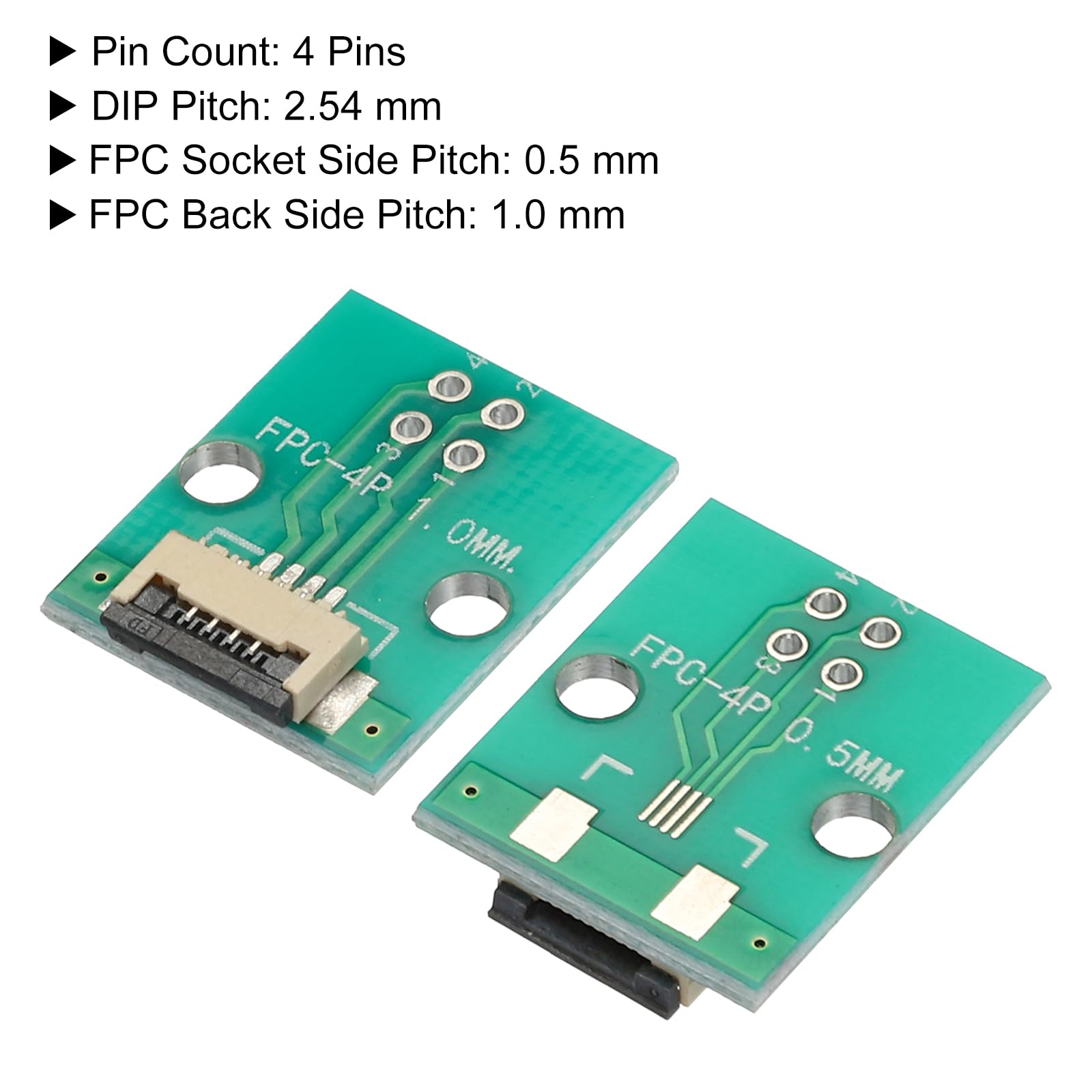QUARKZMAN Scheda Convertitore FPC FFC PCB 4P 1,0mm Sul Lato Socket, 0,5mm Sul Retro, a DIP 2,54mm per LCD Stampante 3D Telecamera DVD TV Laptop 4pz