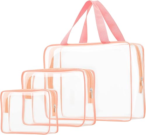 6 bolsas de cosméticos transparentes, aprobadas por la TSA, juego de bolsas de aseo transparentes para viajes, playa, bolsa de organización de
