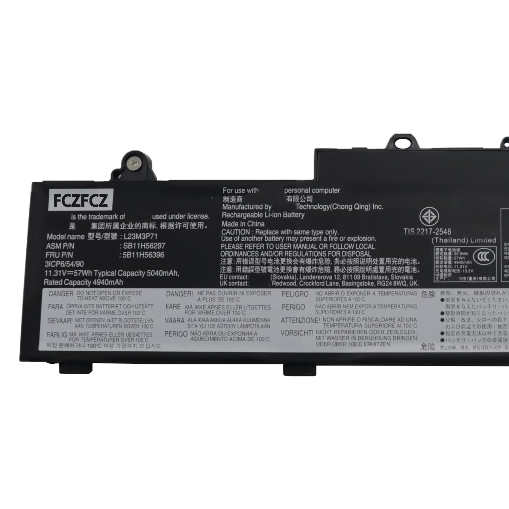 Amazon.com: FCZFCZ L23M3P71 Battery 57Wh Replacement for Lenovo 
