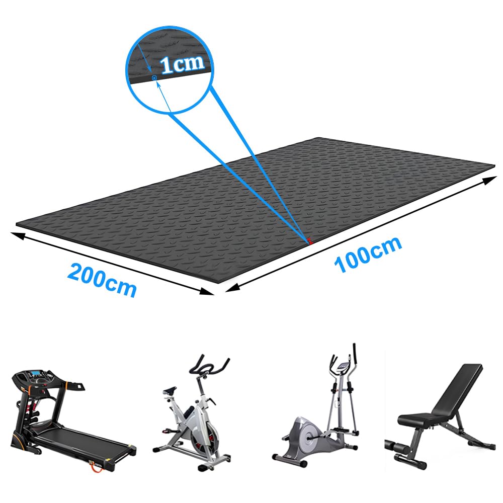 Alfombra De Equipo, Esterilla Protectora De Suelo, Antideslizante, Aislamiento Acústico Para Equipo De Ejercicio, Cintas De Correr, Bicicleta Estática, Elíptica, Banco De Pesas(200x100cm)