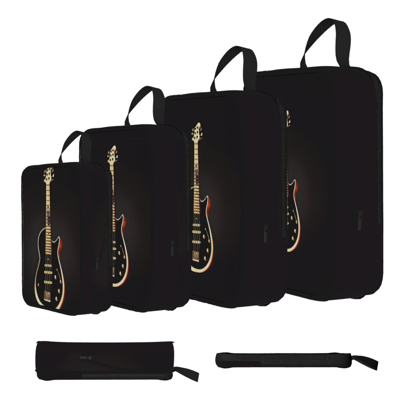 Sxzvvbn Black Guitar Compression Packing Cubes 4 Piece Set