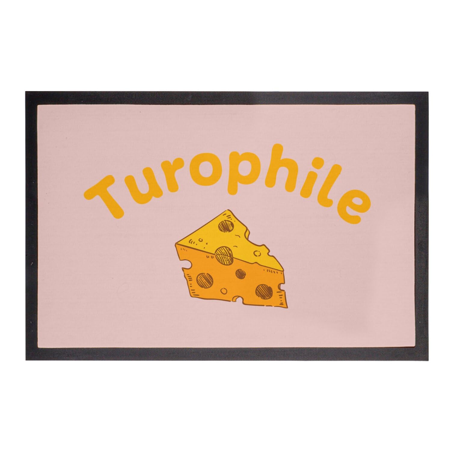 Paillasson rose Turophile 60x40cm pour égayer l'entrée des amoureux de fromage